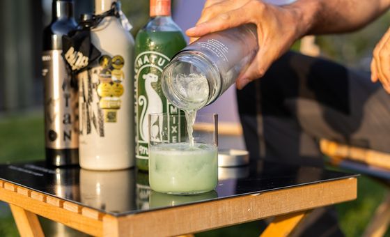 Mixing cocktails with extra virgin olive oil at Chiavalon estate