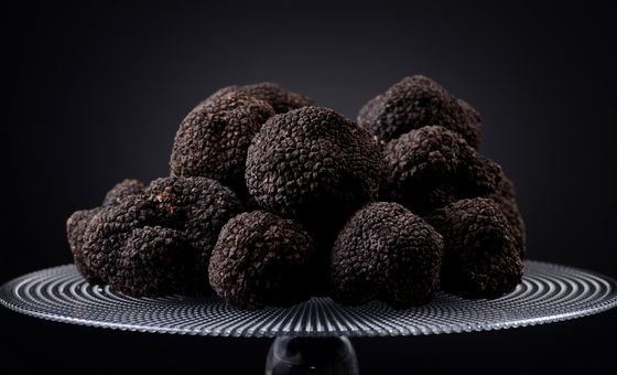 Close-up of black truffles.